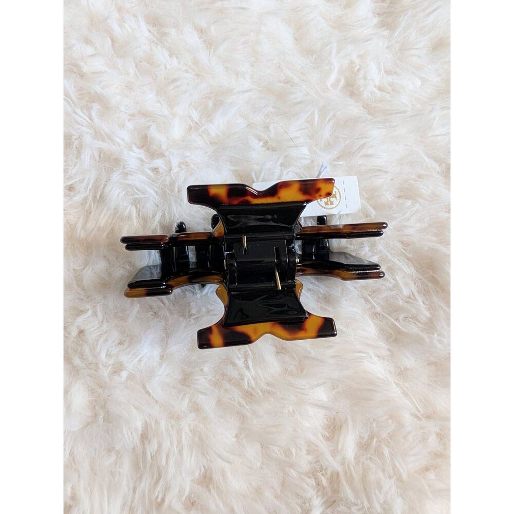 TORY BURCH Icon Double T Tortoise Black Hair Claw Clip - Picture 4 of 4